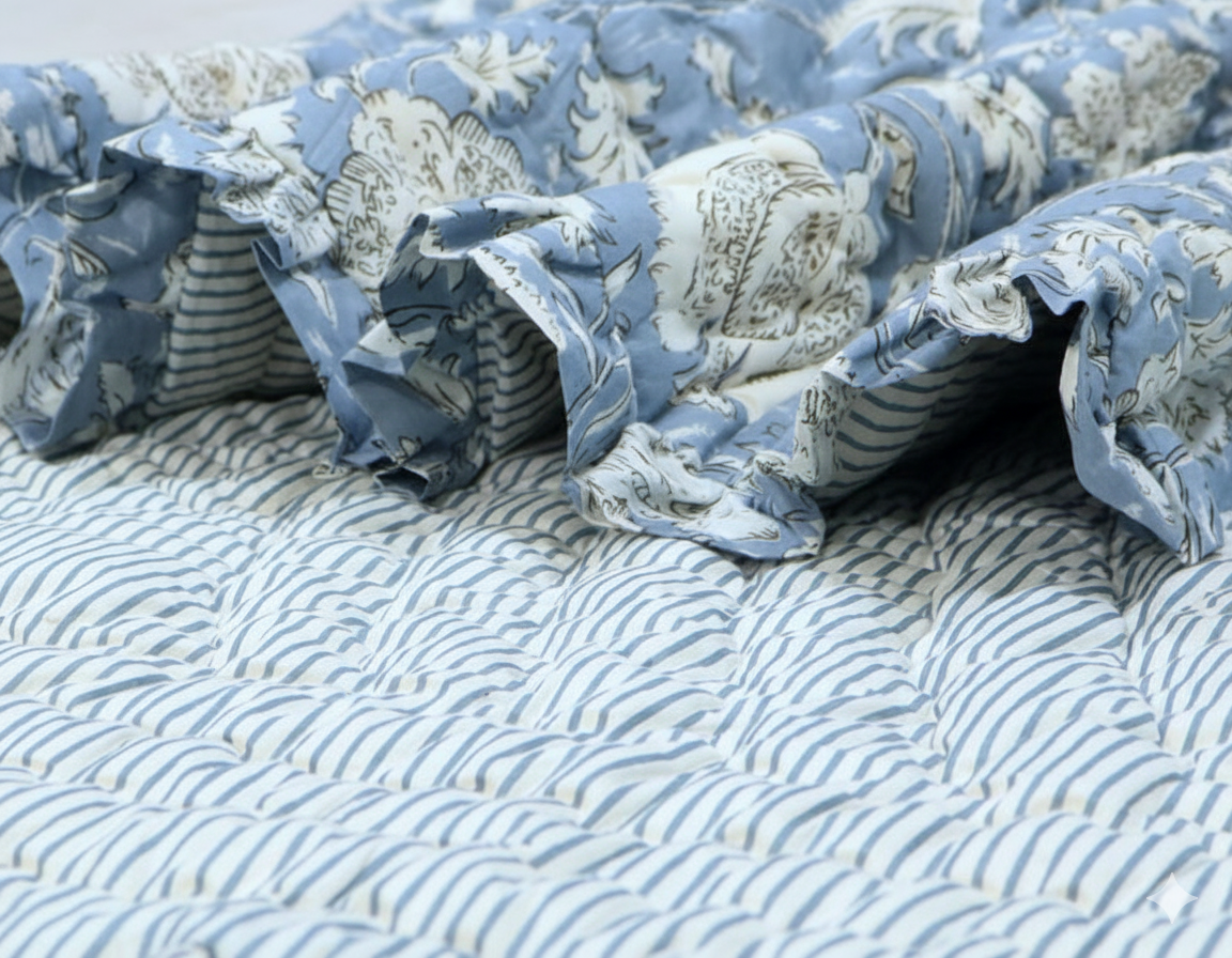 Mysa 100% Soft Cotton Summer Quilt / Blanket - Reversible