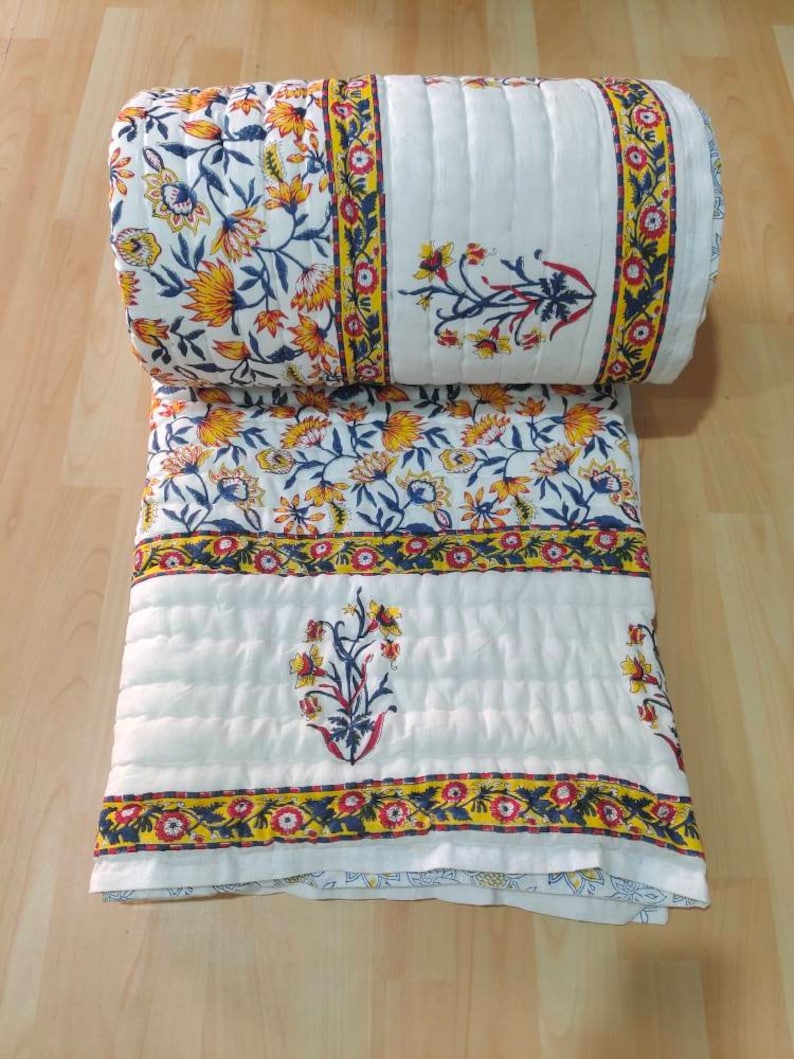 Sunkissed - 100% Soft Cotton Organic Quilt/Blanket- Handcrafted in Jaipur