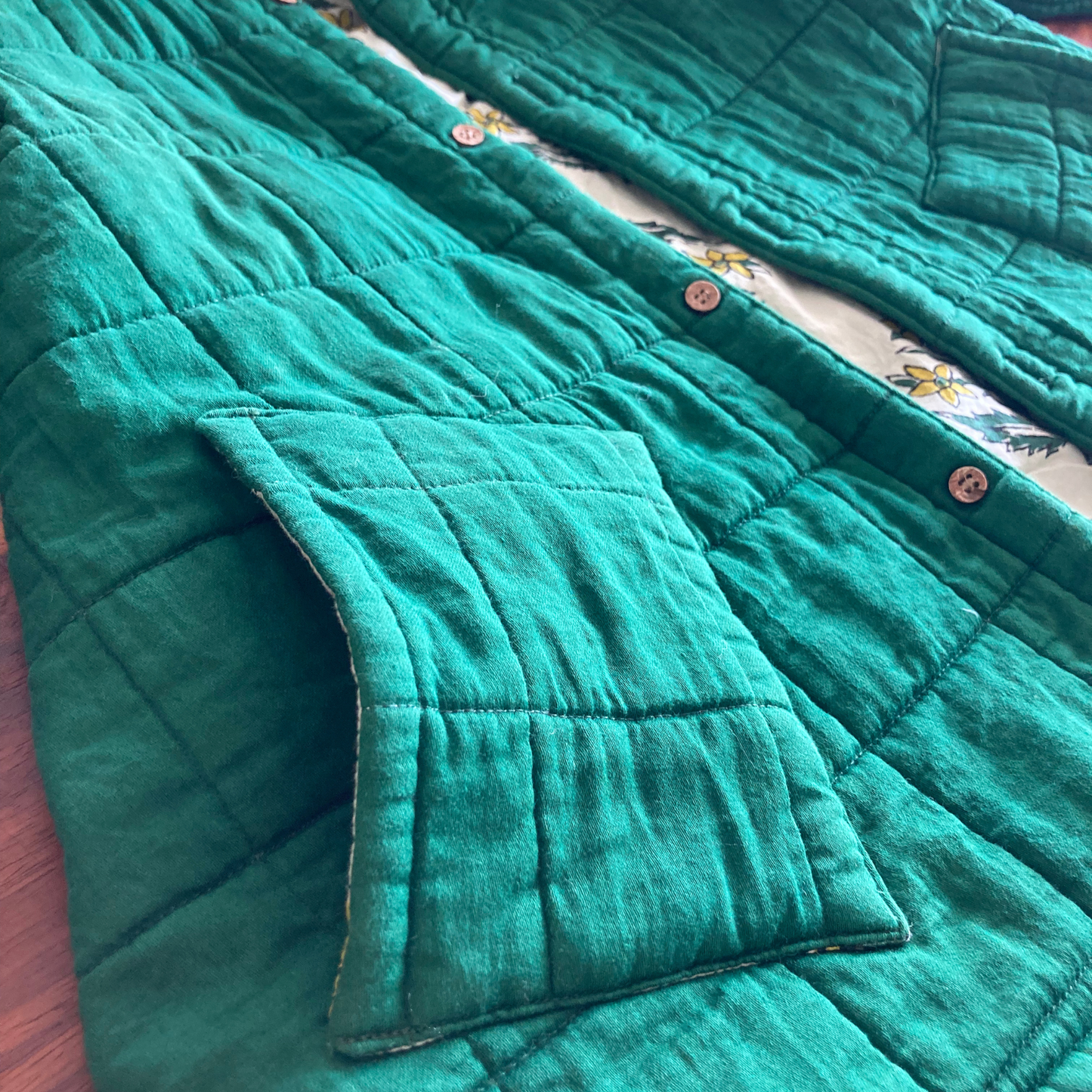 100% Quilted Double-sided Cotton Jacket | Emerald Green