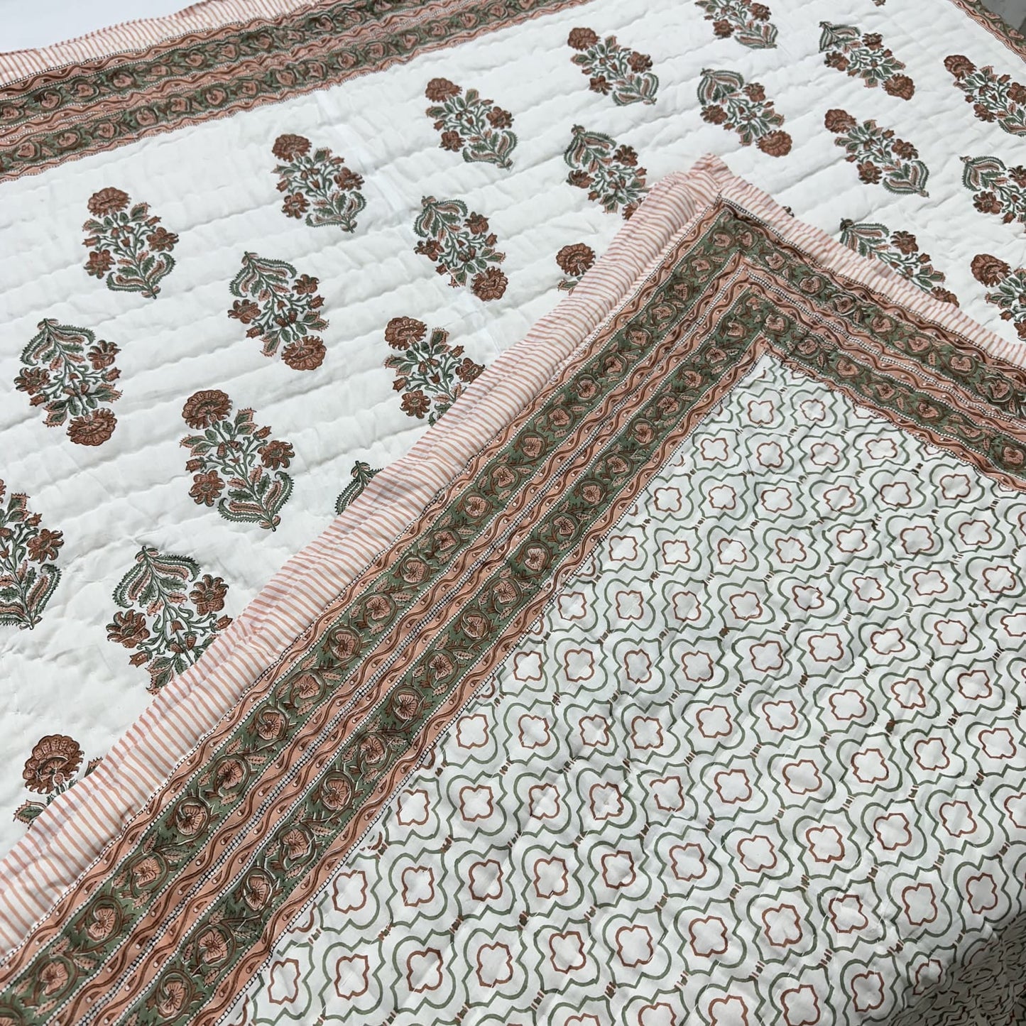 Sunrise - 100% Soft Cotton Organic Quilt/Blanket- Handcrafted in Jaipur
