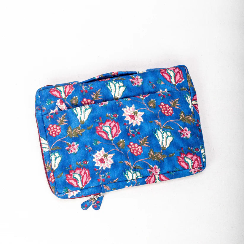 Chic Quilted Cotton Laptop Sleeve with Blockprint Design