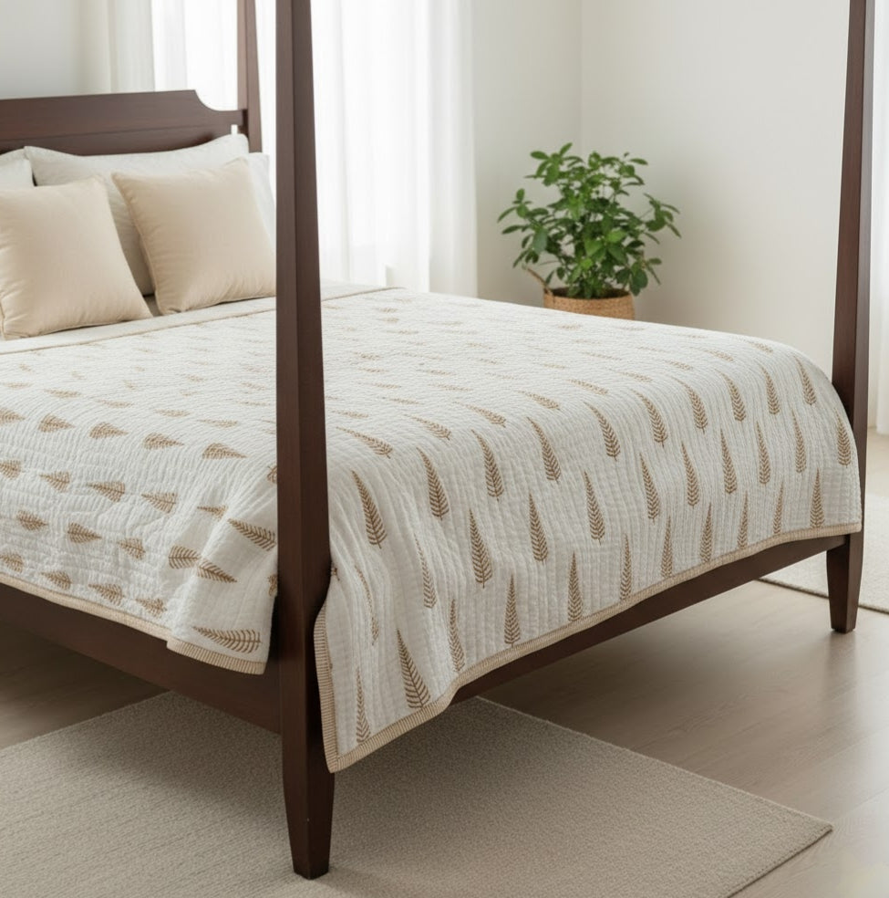 'Loom'- 100% Soft Cotton Organic Quilt/Blanket- Handcrafted in Jaipur