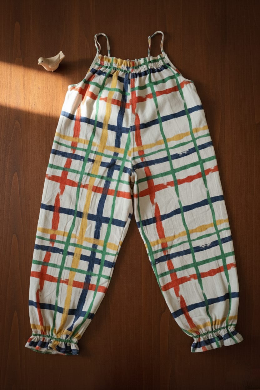 Vibrant Rainbow Colored Cotton Jumpsuit for Kids – Breathable Summer Playwear