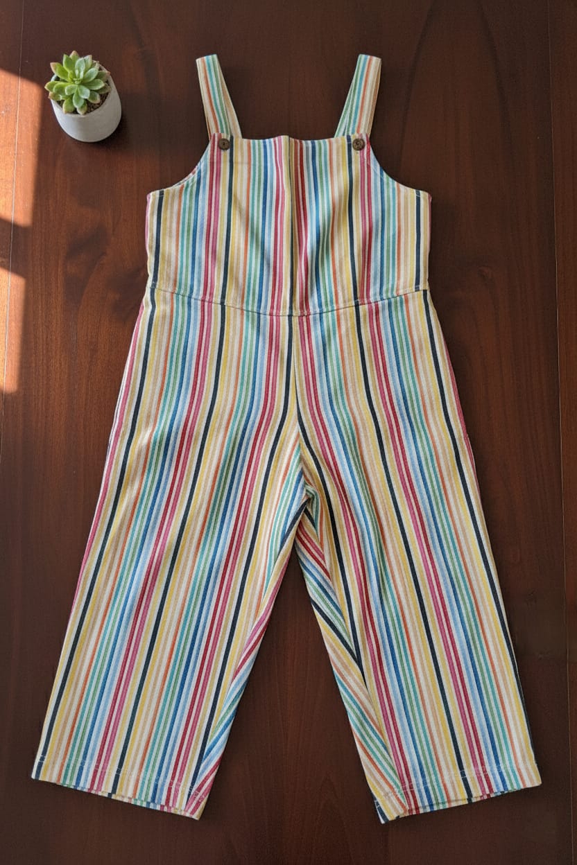 Kids' 100% Cotton Colorful Print Overalls – Sustainable Jumpsuit for Toddlers