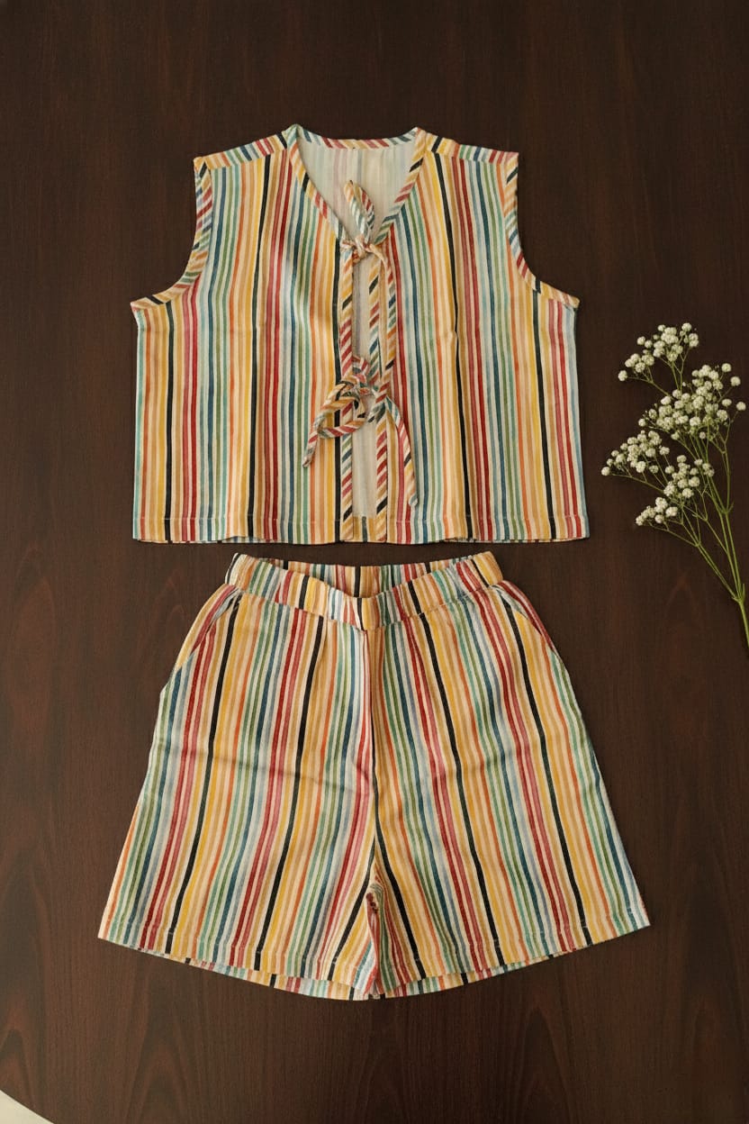 Bow-Tied 100% Cotton Two-Piece Set for Kids