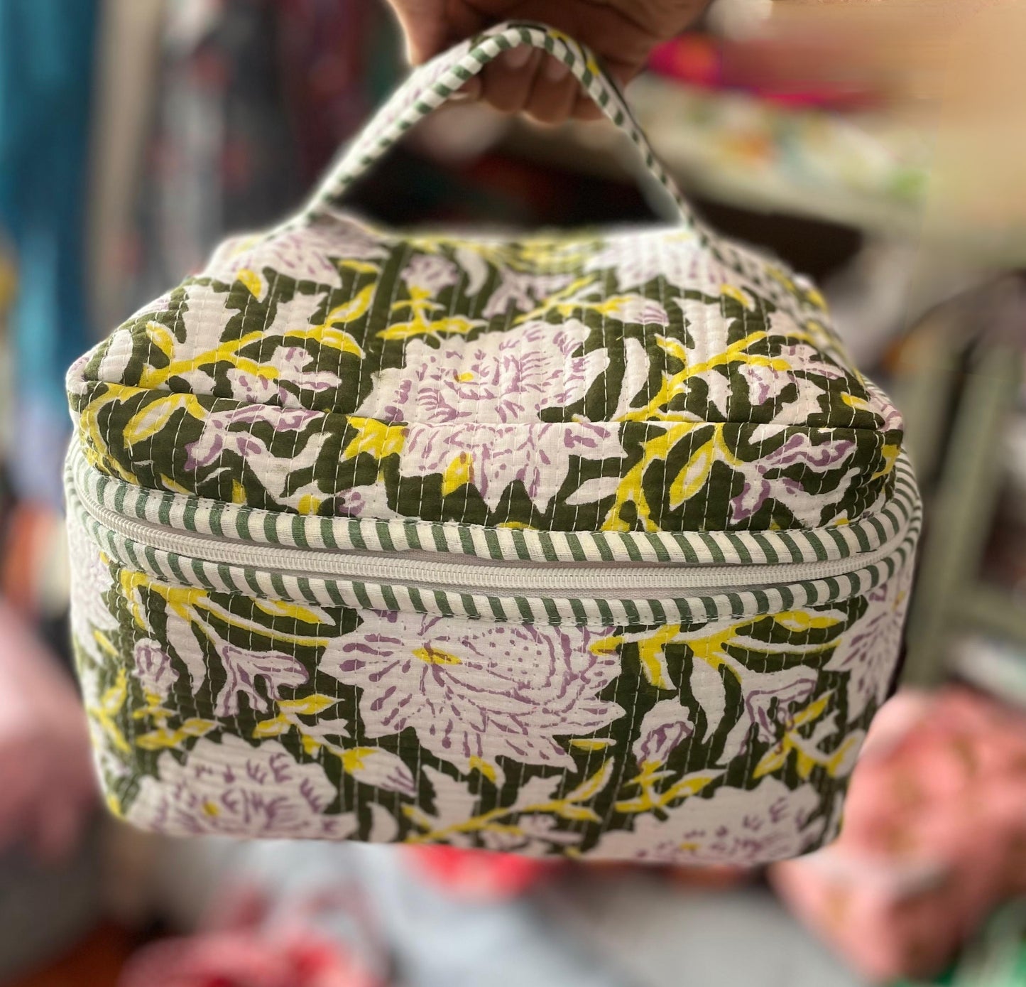 Blockprinted Cotton Vanity Pouch – Handmade & Travel Friendly