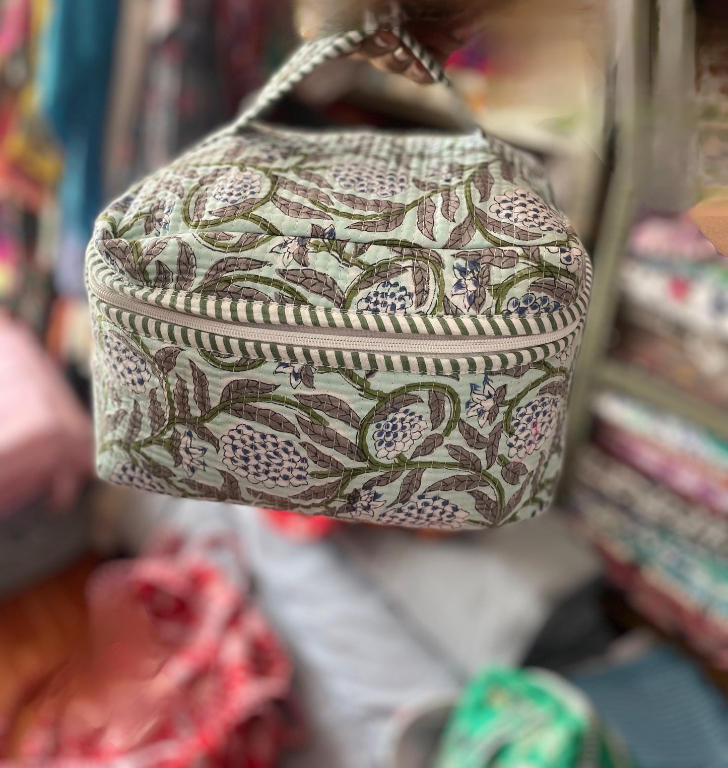 Blockprinted Cotton Vanity Pouch – Handmade & Travel Friendly