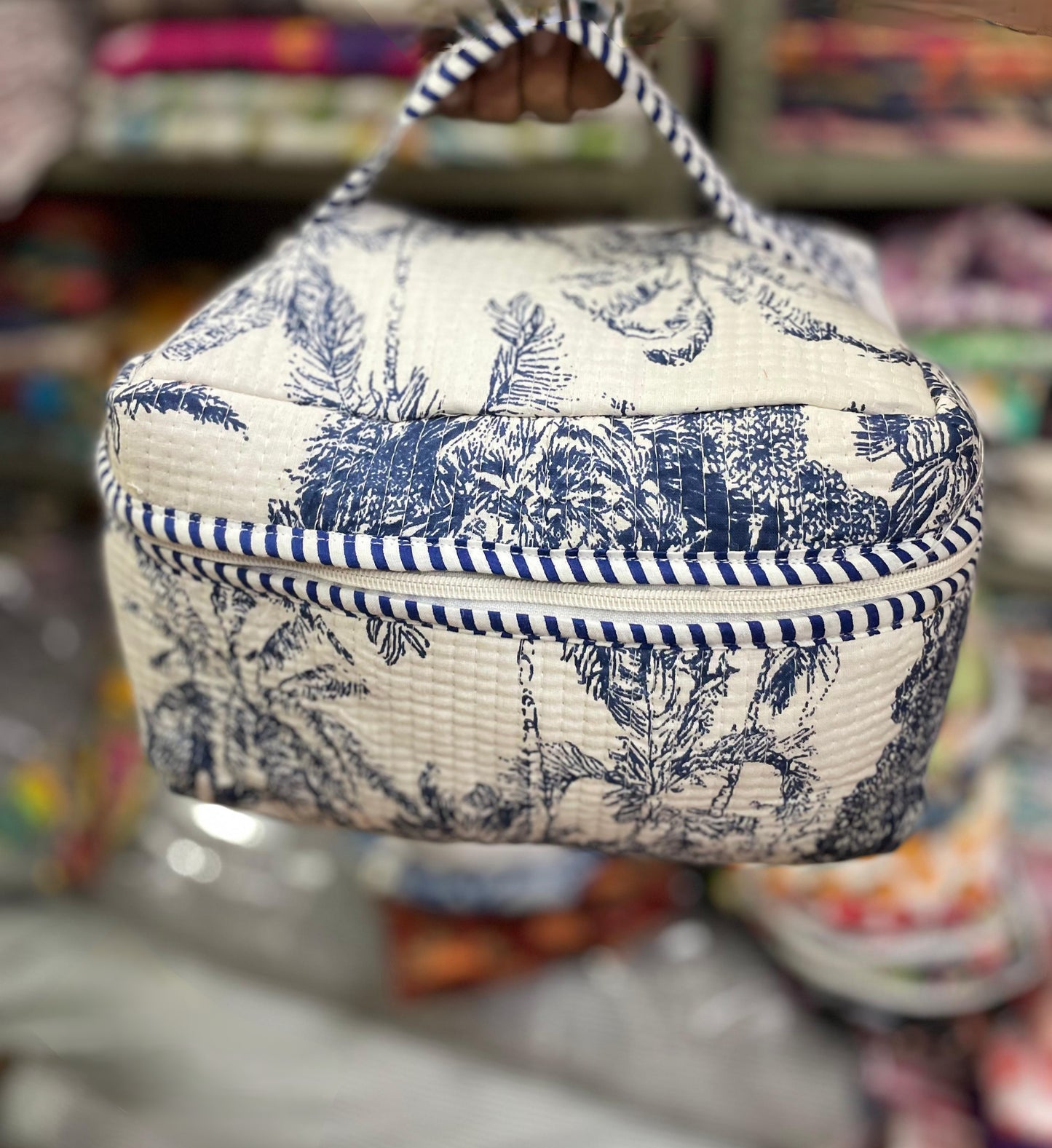 Blockprinted Cotton Vanity Pouch – Handmade & Travel Friendly