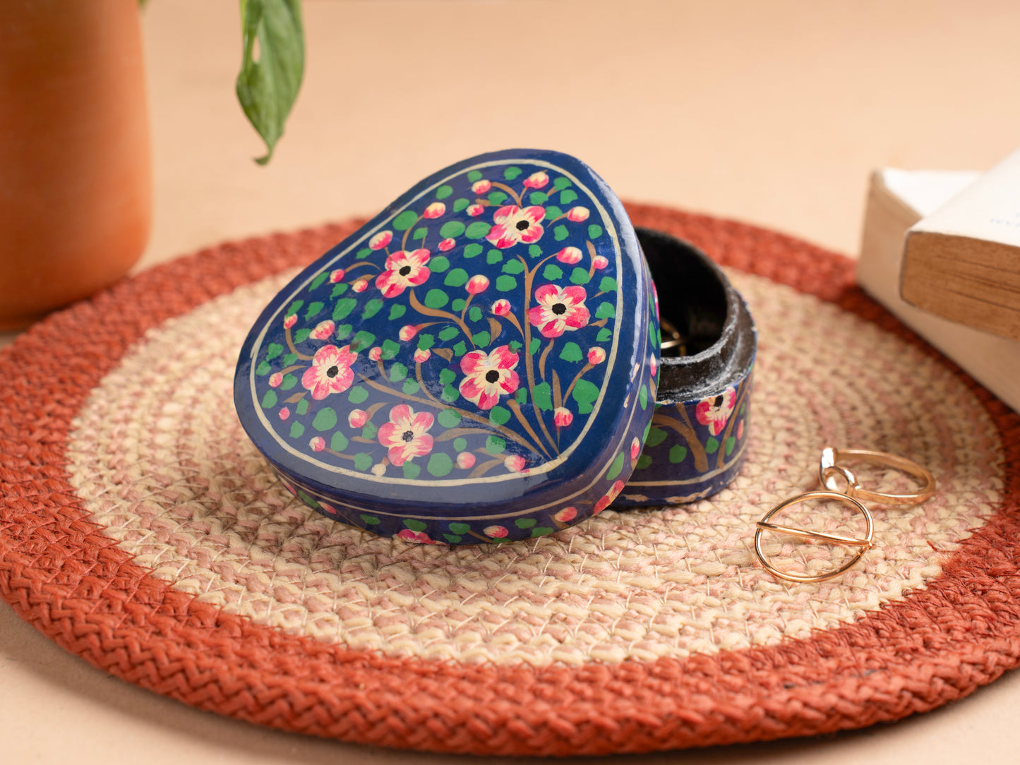 Paper Mache Heart Shaped Box – Handmade Decorative Storage
