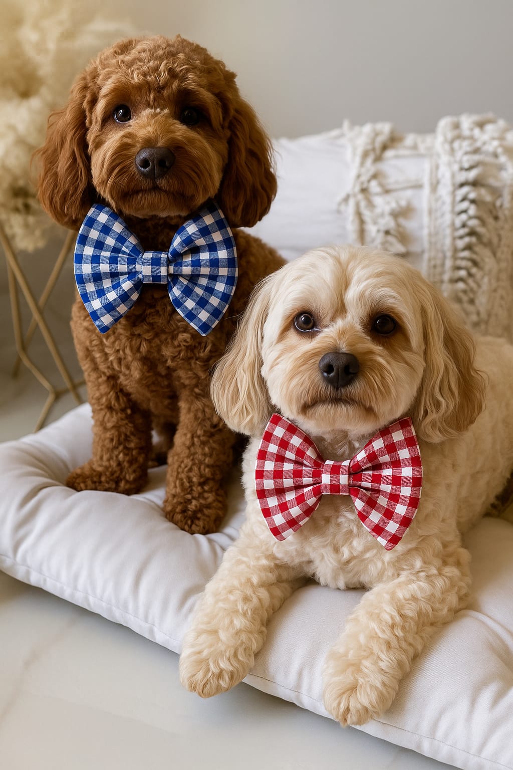 Ghingam Fabric Bow Ties for Pets