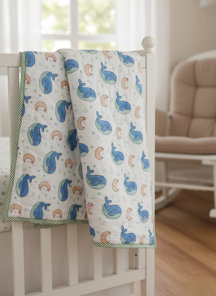 'Tiny Tides'- Reversible Baby Quilt|Blanket