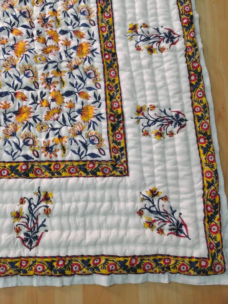 Sunkissed - 100% Soft Cotton Organic Quilt/Blanket- Handcrafted in Jaipur