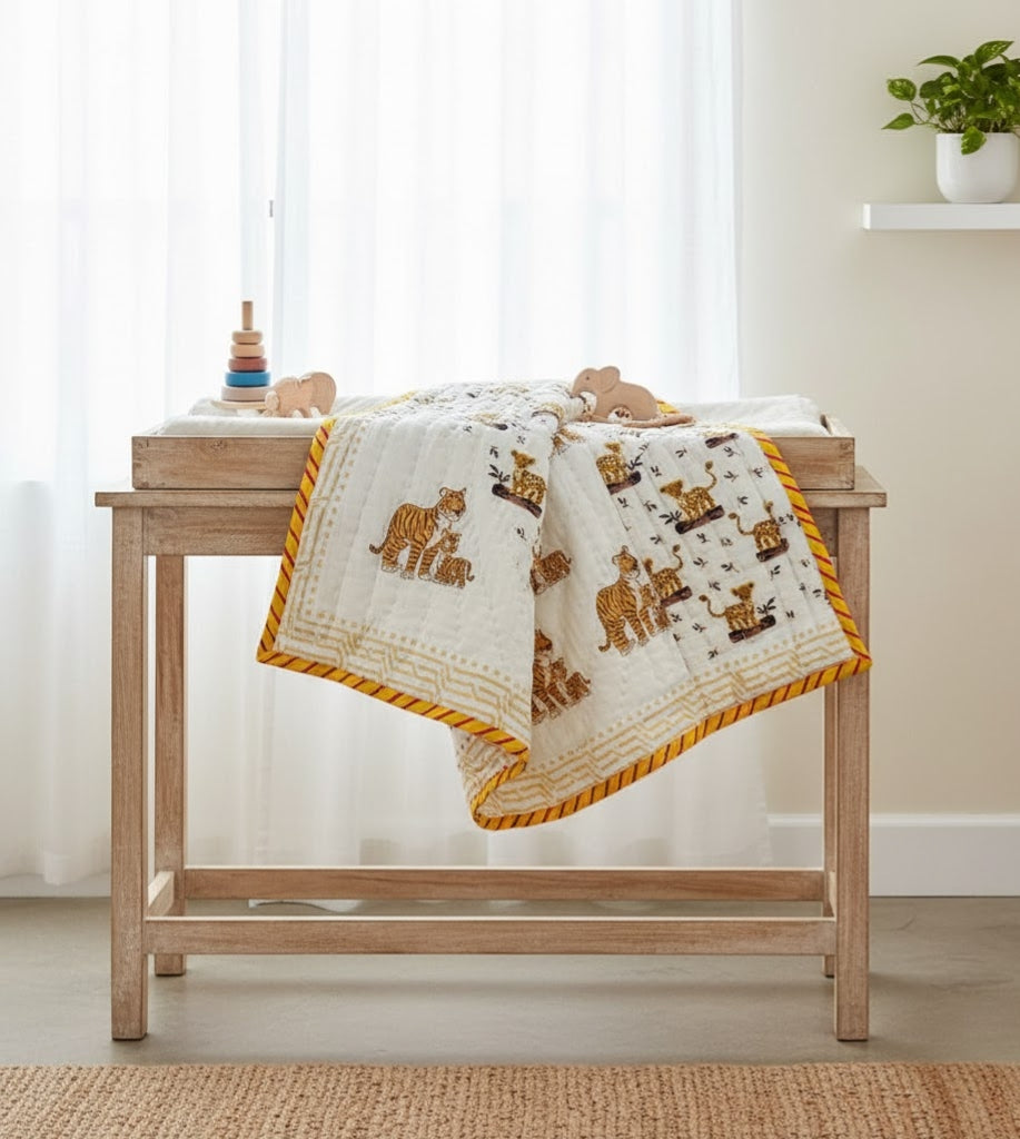 'Leo's Jungle'- Reversible Baby Quilt|Blanket