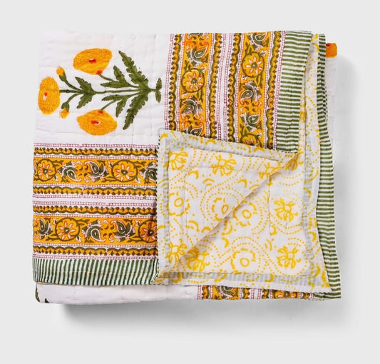 Marigold Double Sided 100% Soft Cotton Quilt/Blanket