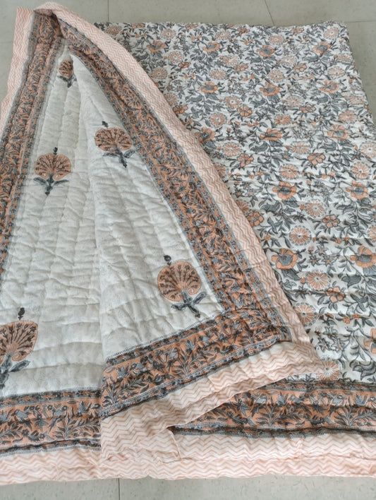 Jhelum Double Sided 100% Soft Cotton Quilt/Blanket