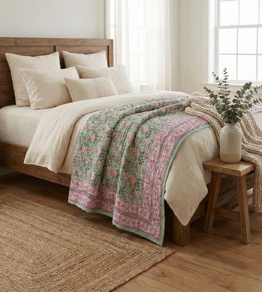 Rangeela - 100% Soft Cotton Quilt/Blanket- Handcrafted in Jaipur