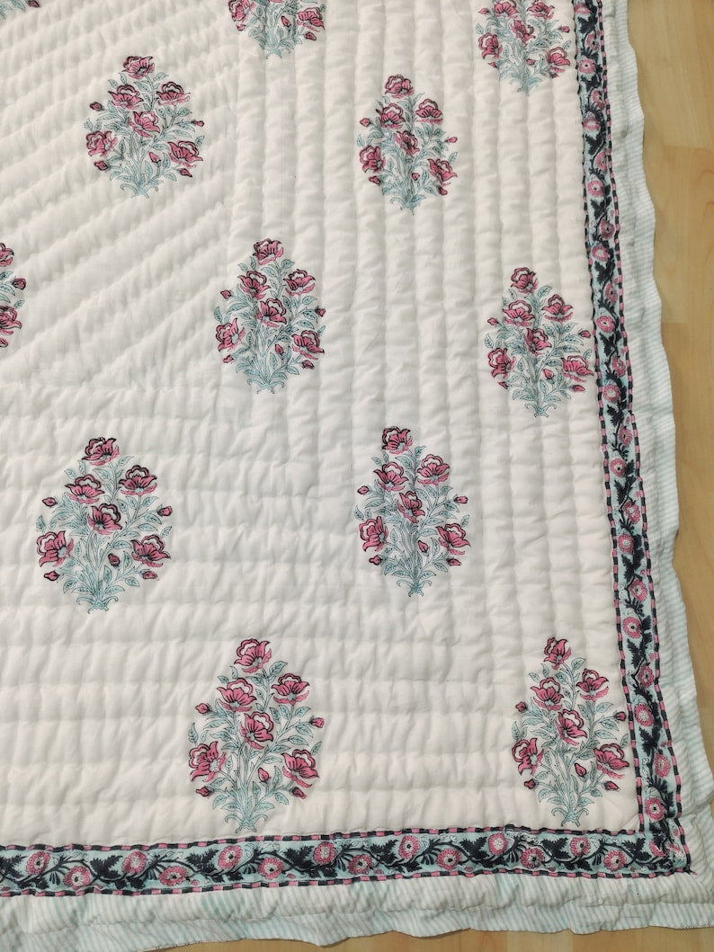 Baltimore- 100% Soft Cotton Organic Quilt/Blanket- Handcrafted in Jaipur