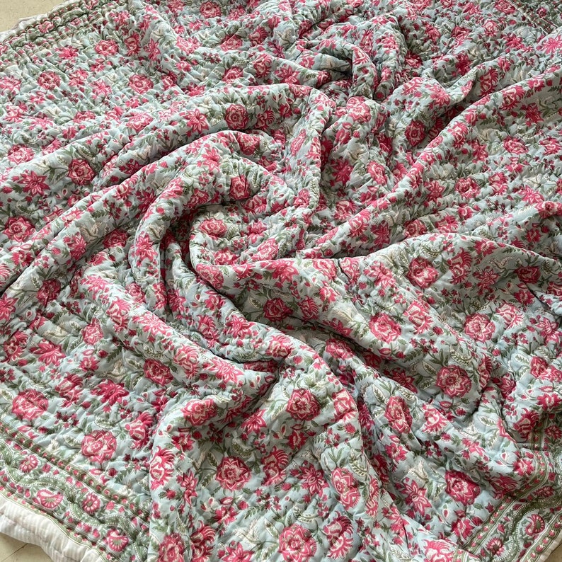 Bahaar Double Sided 100% Soft Cotton Quilt/Blanket
