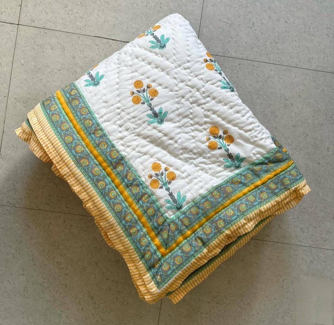 Zoon - 100% Soft Cotton Organic Quilt/Blanket- Handcrafted in Jaipur
