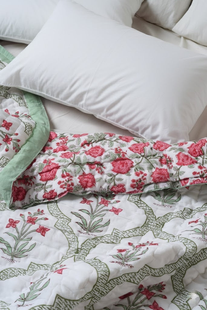 'Bagh'- 100% Soft Cotton Quilt/Blanket- Handcrafted in Jaipur