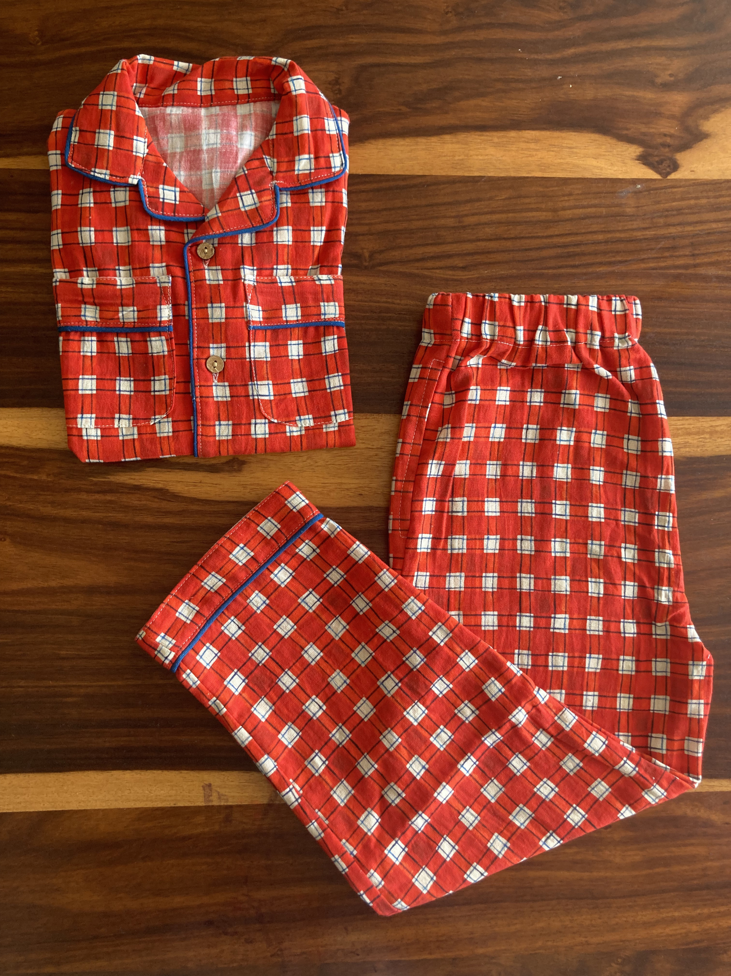 Two-piece Cotton Pajama Set | Red Checks