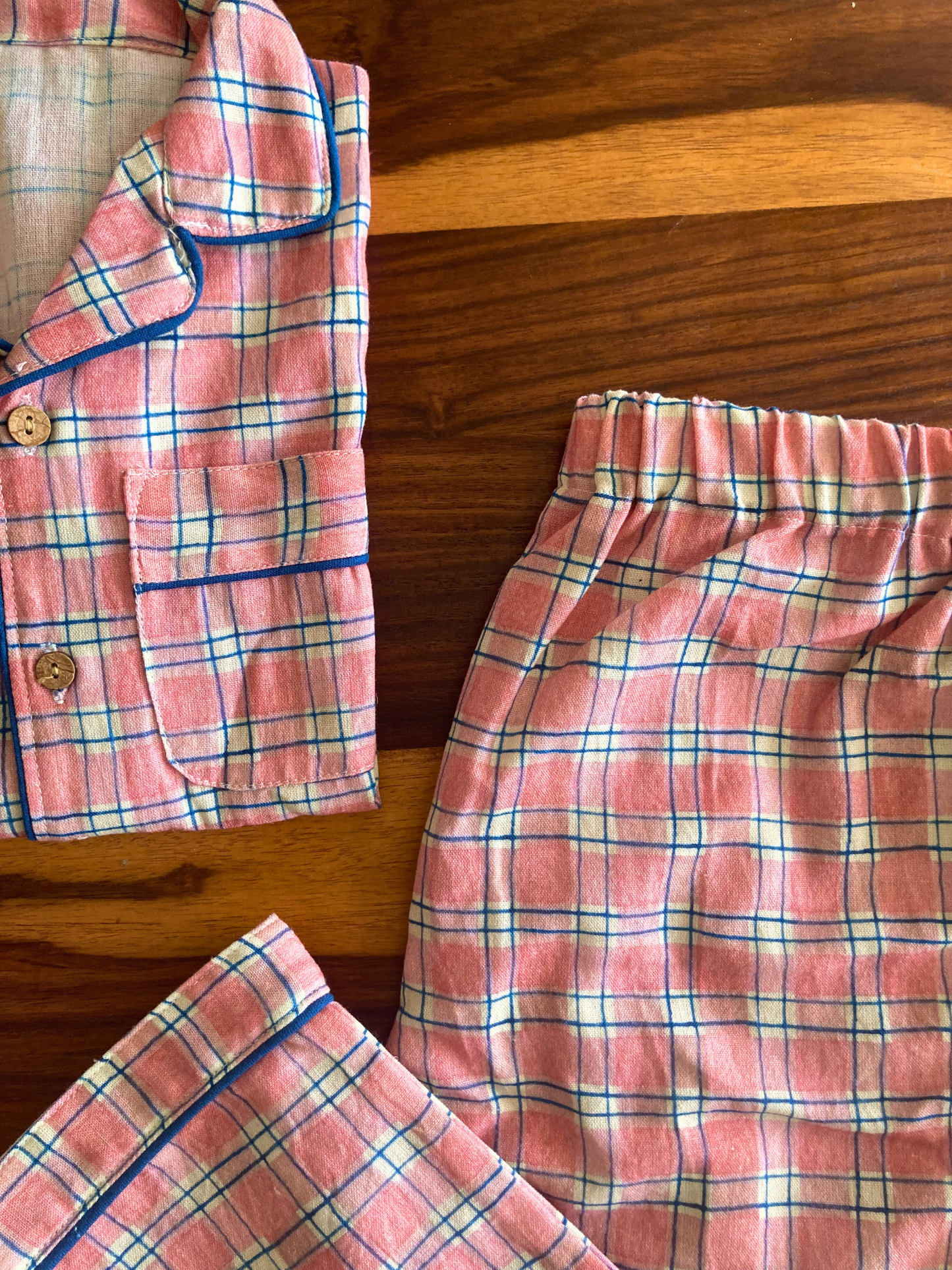 Two-piece Cotton Pajama Set | Pink Checks