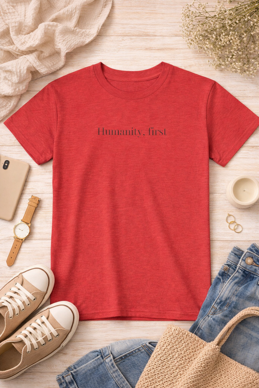 "Humanity, first" Minimalist Kids T‑Shirt