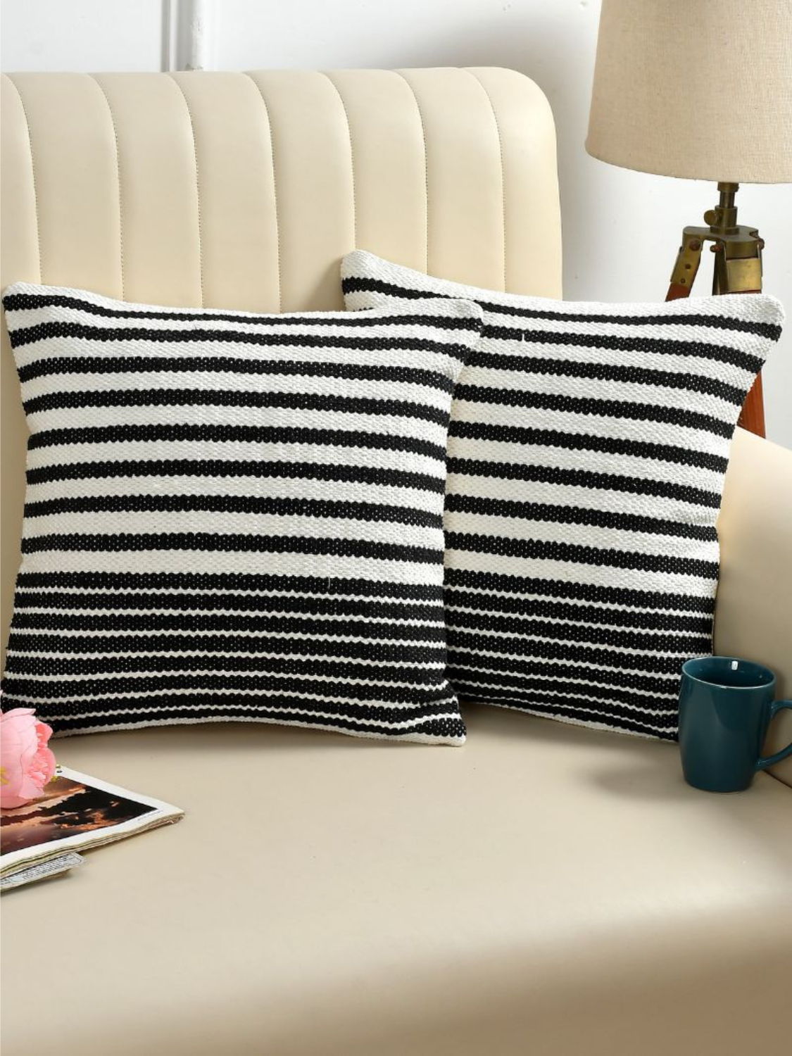 Handcrafted Cushion Cover in hues of Black & White