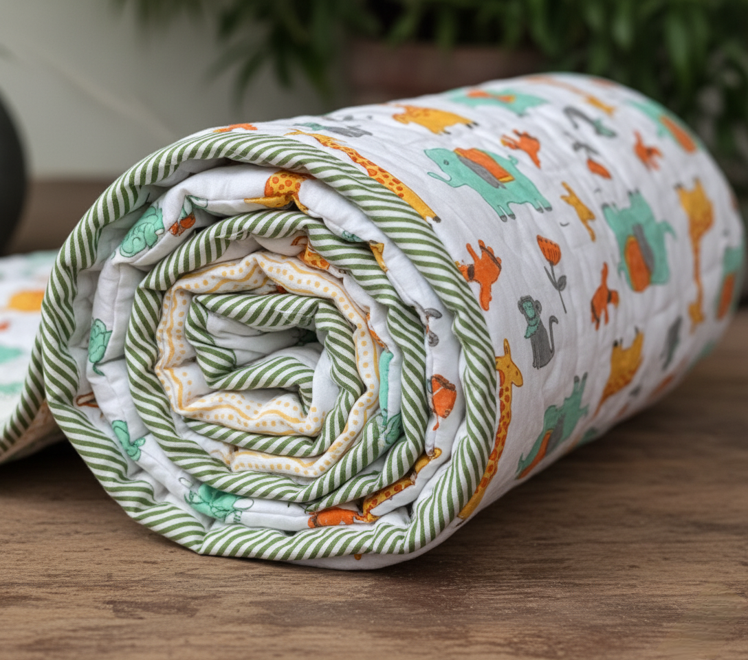 'Forest Lullaby'- Reversible Baby Quilt|Blanket