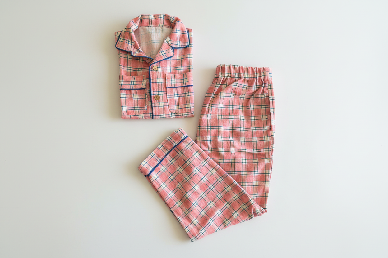 Two-piece Cotton Pajama Set | Pink Checks