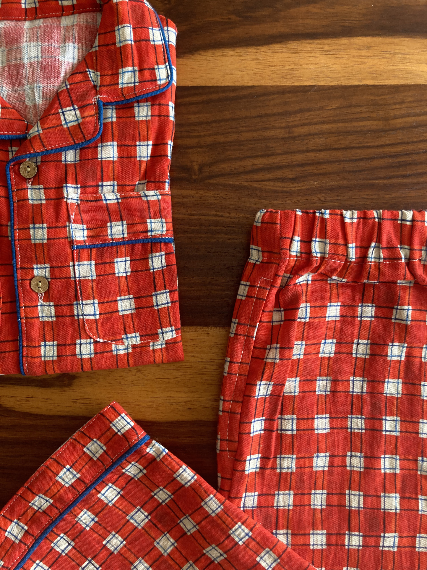 Two-piece Cotton Pajama Set | Red Checks