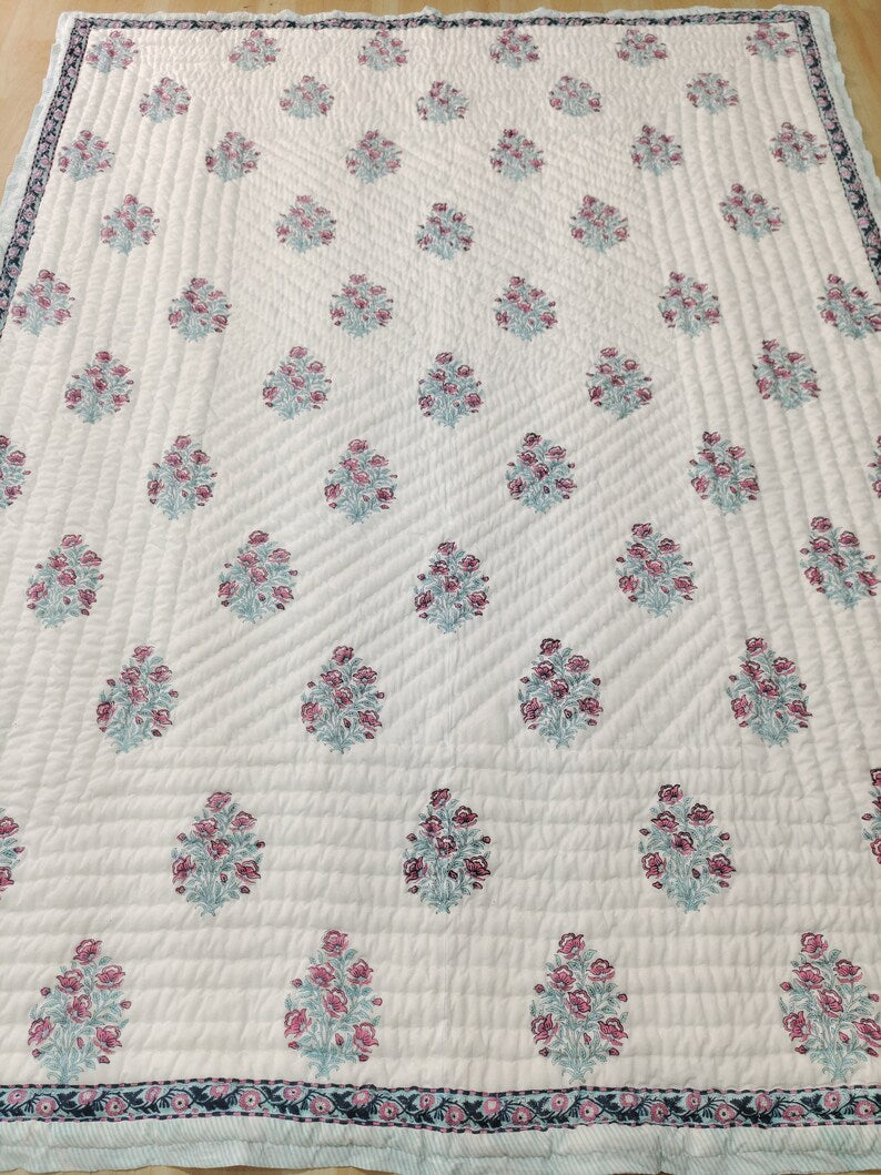 Baltimore- 100% Soft Cotton Organic Quilt/Blanket- Handcrafted in Jaipur