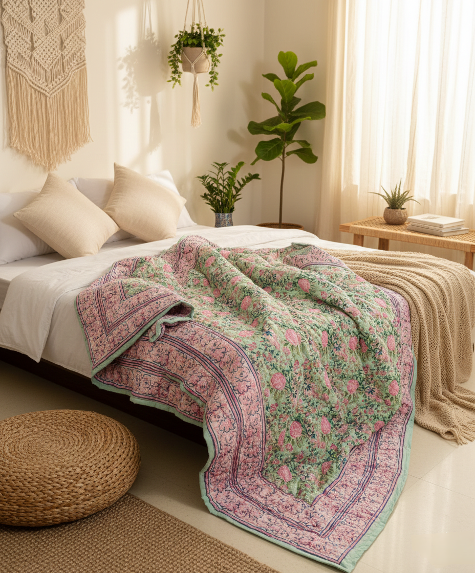 Rangeela Double Sided 100% Soft Cotton Quilt/Blanket