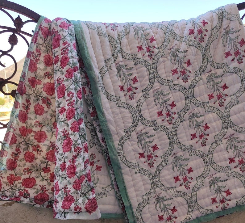 'Bagh'- 100% Soft Cotton Quilt/Blanket- Handcrafted in Jaipur