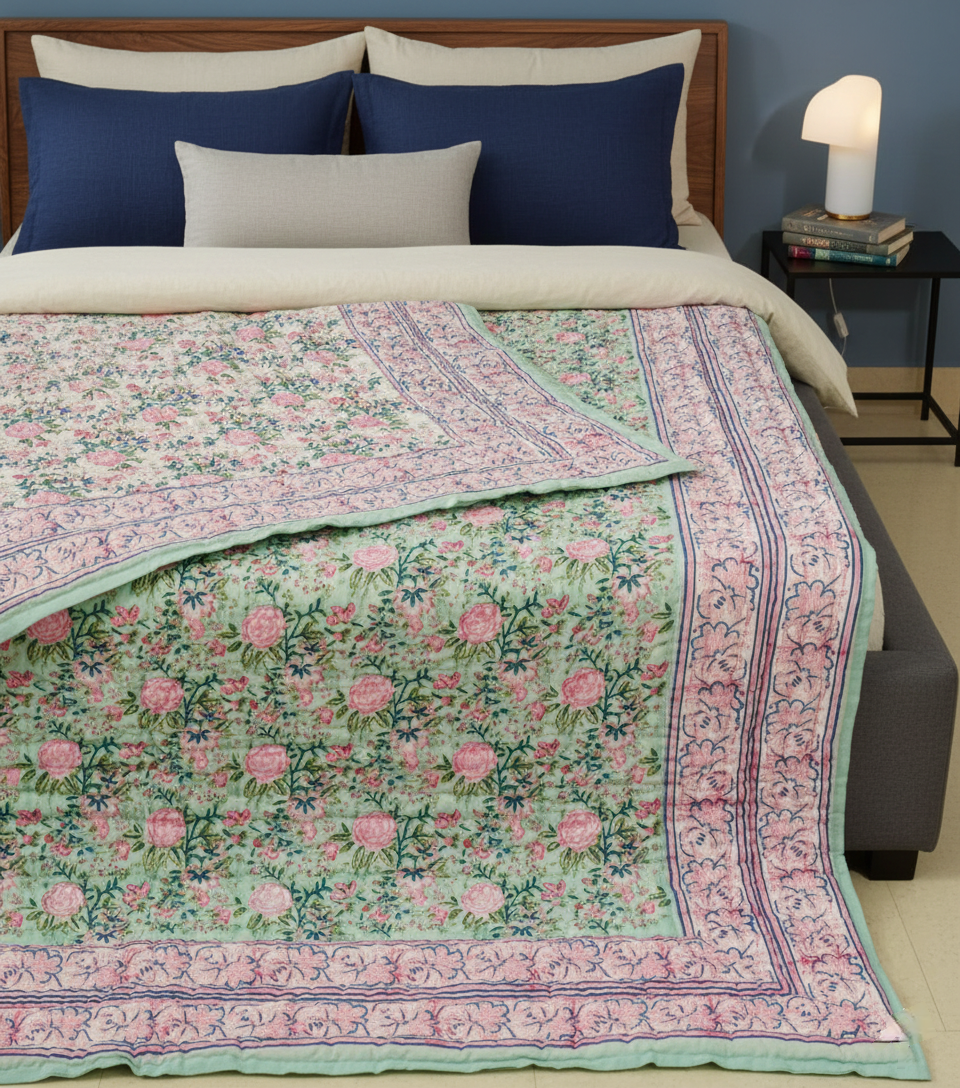 Rangeela Double Sided 100% Soft Cotton Quilt/Blanket