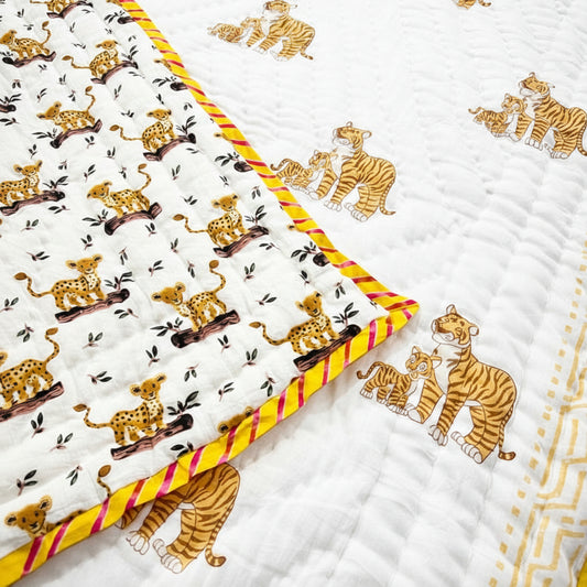 'Leo's Jungle'- Reversible Baby Quilt|Blanket
