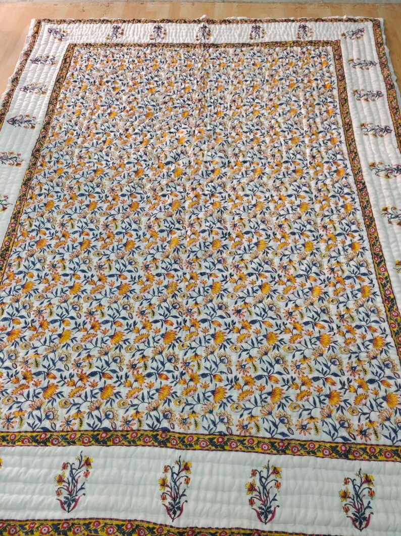 Sunkissed - 100% Soft Cotton Organic Quilt/Blanket- Handcrafted in Jaipur