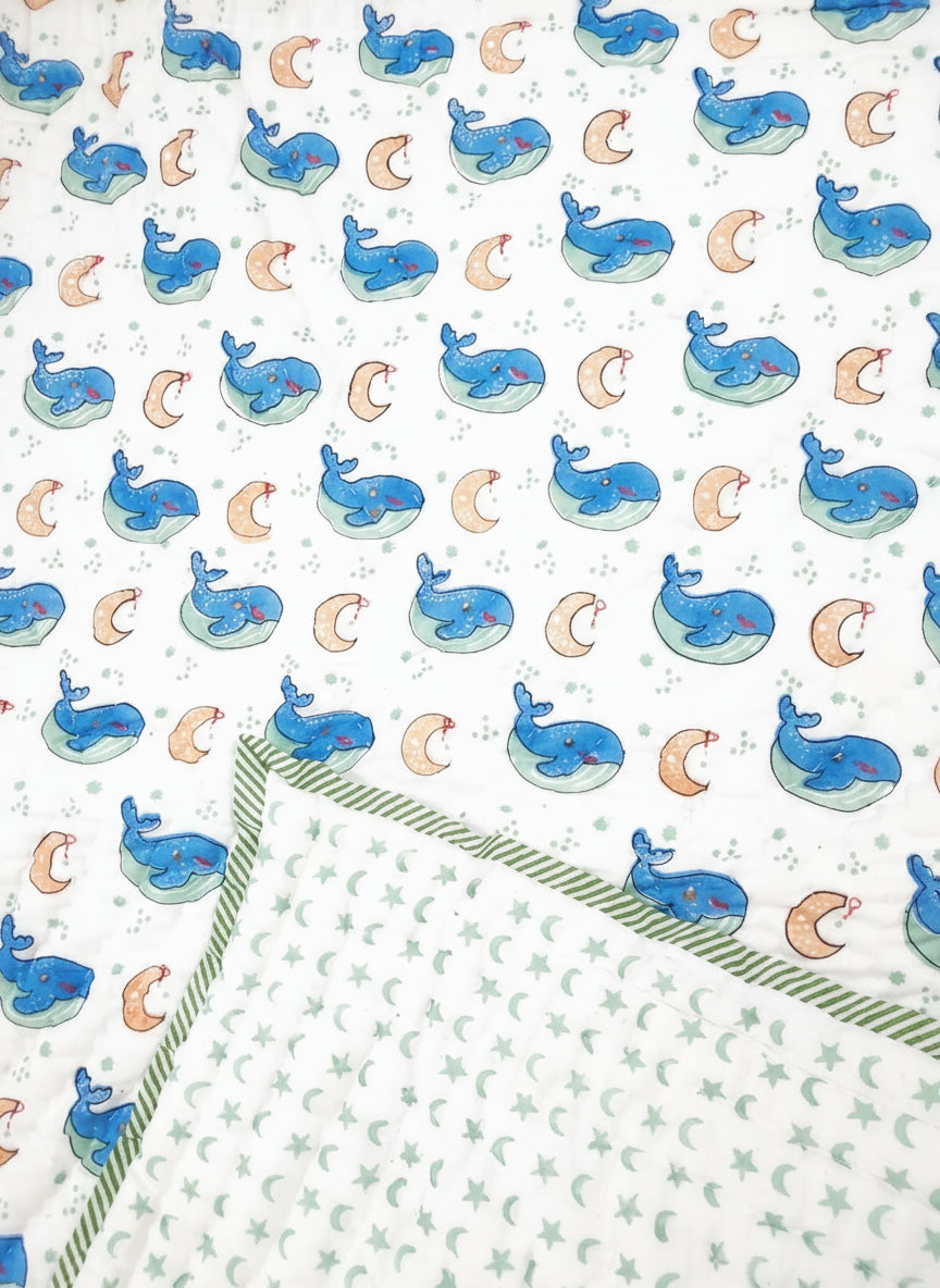'Tiny Tides'- Reversible Baby Quilt|Blanket