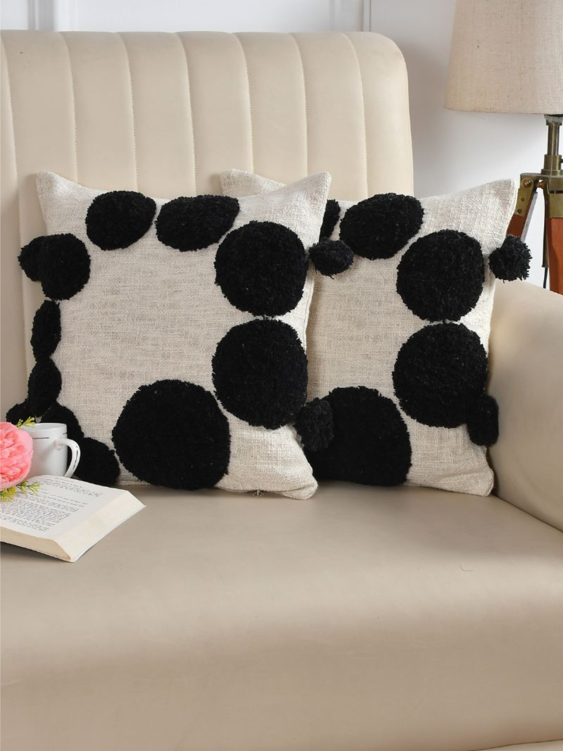 Handcrafted Cushion Cover in hues of Black & White