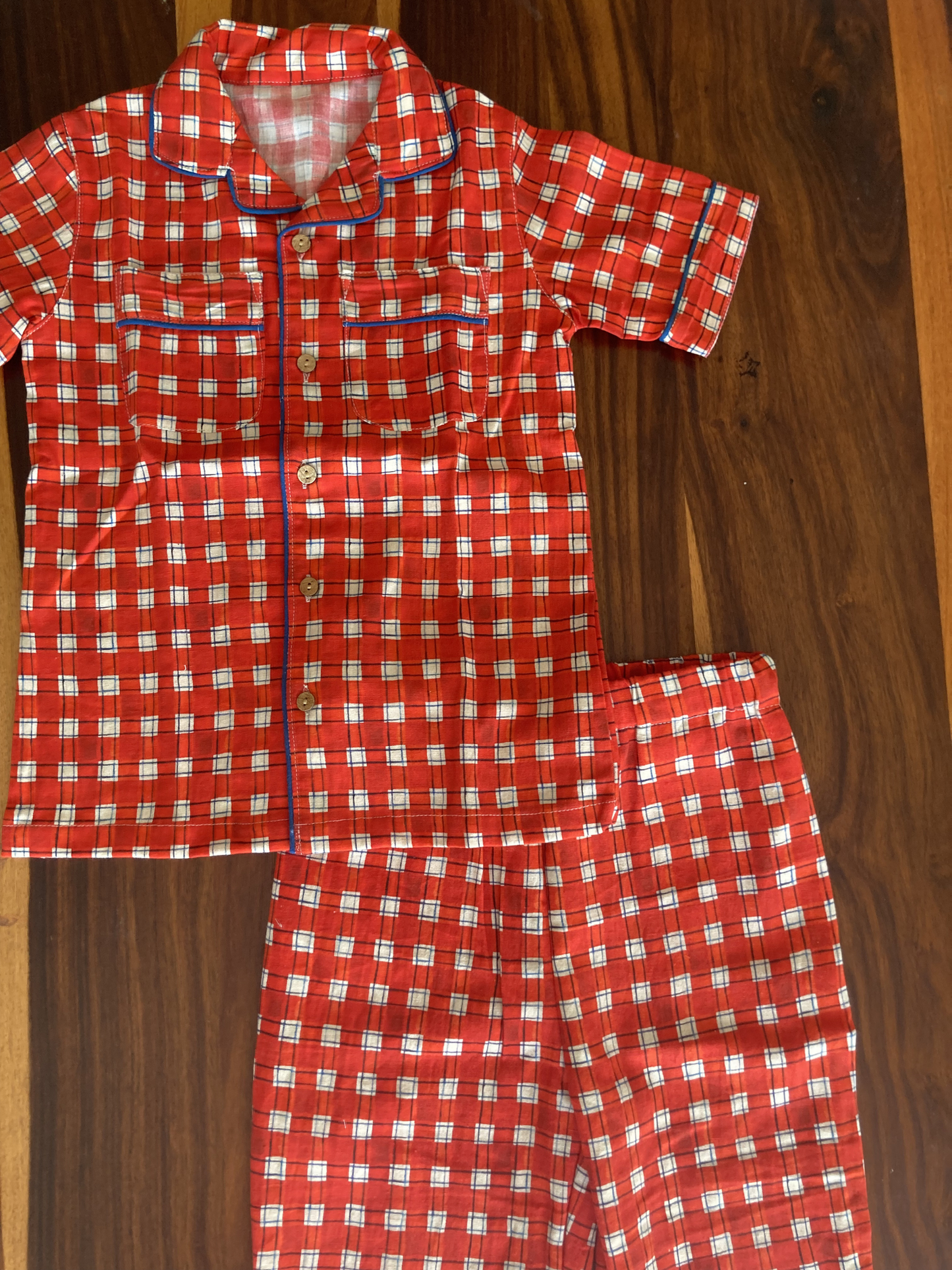 Two-piece Cotton Pajama Set | Red Checks