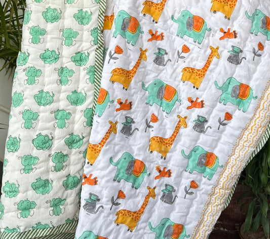 'Forest Lullaby'- Reversible Baby Quilt|Blanket
