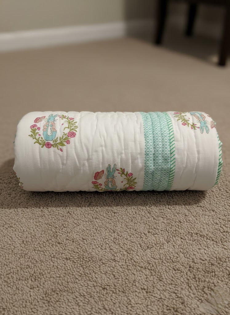 'Honey Bunny'- Reversible Baby Quilt|Blanket