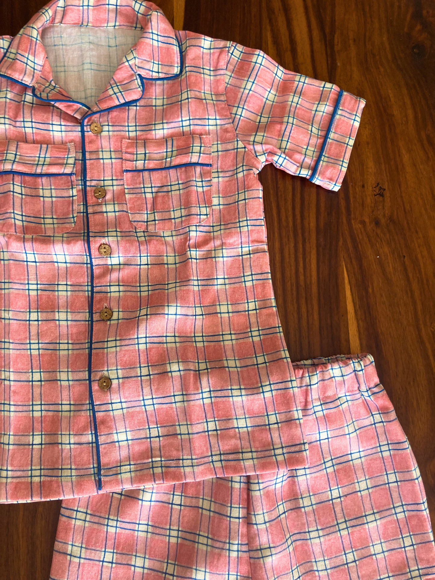Two-piece Cotton Pajama Set | Pink Checks