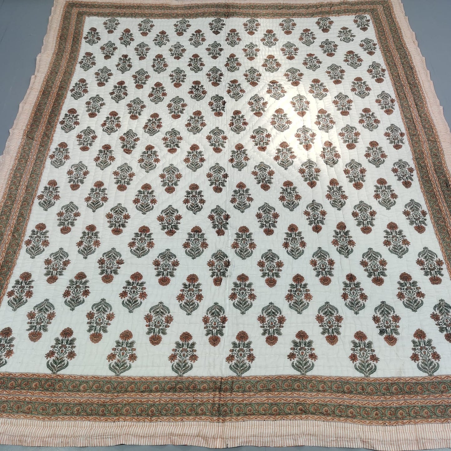 Sunrise - 100% Soft Cotton Organic Quilt/Blanket- Handcrafted in Jaipur