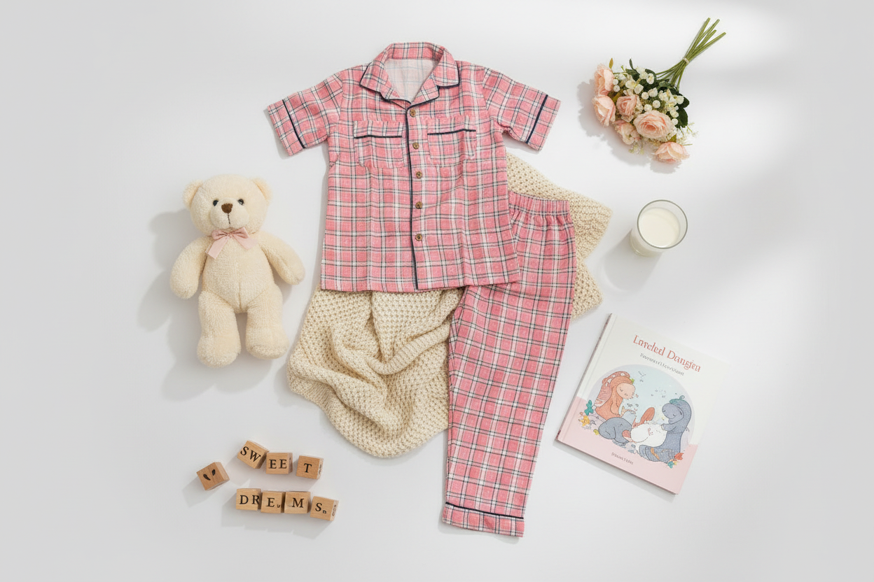 Two-piece Cotton Pajama Set | Pink Checks