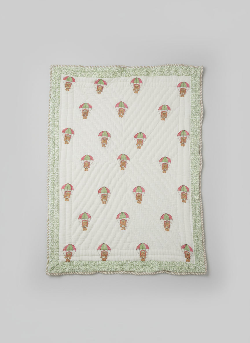 'Benny The Bear'- Reversible Baby Quilt|Blanket