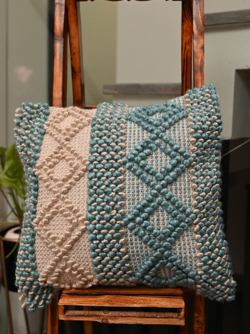 Handcrafted Cushion Cover in hues of Blue