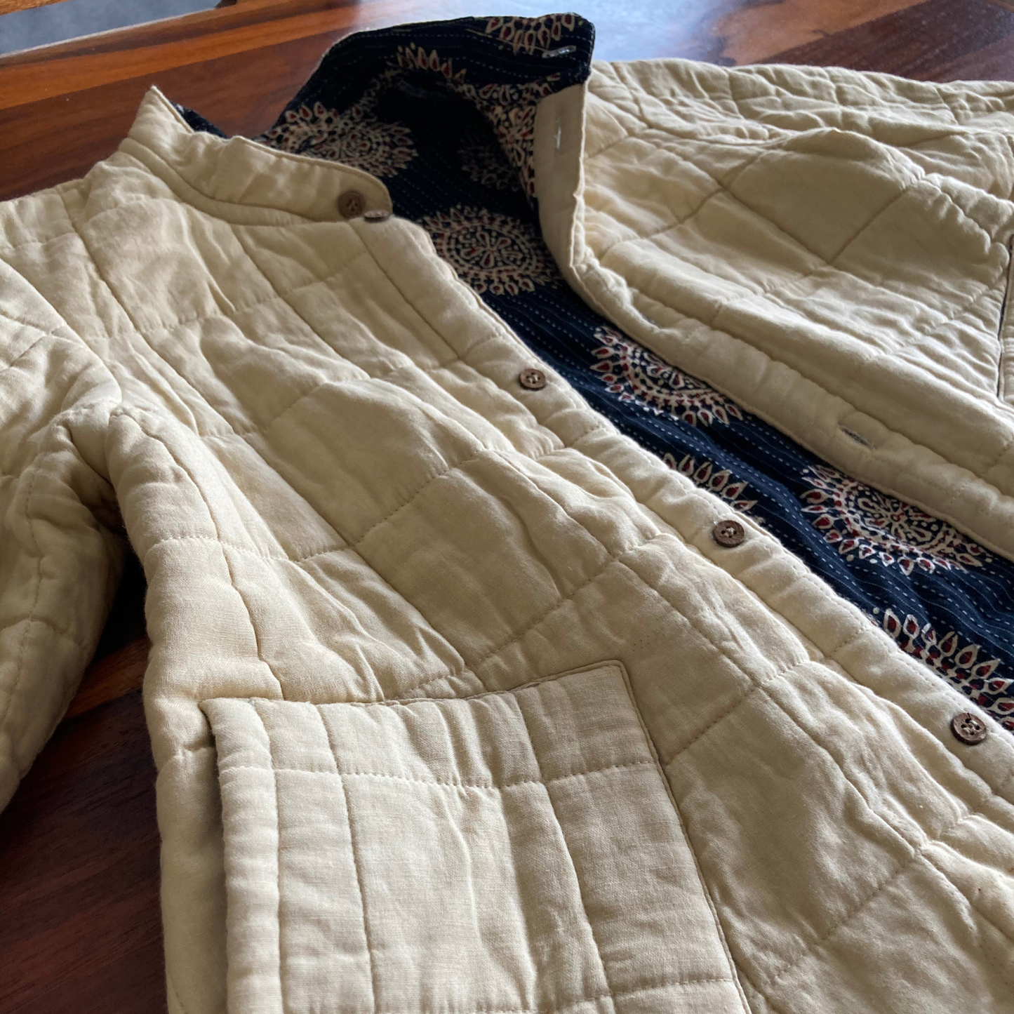 100% Quilted Double-sided Cotton Jacket | Beige