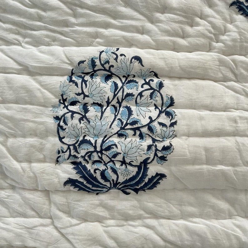 Indigo Heritage Quilt- 100% Soft Cotton Organic Quilt/Blanket- Handcrafted in Jaipur