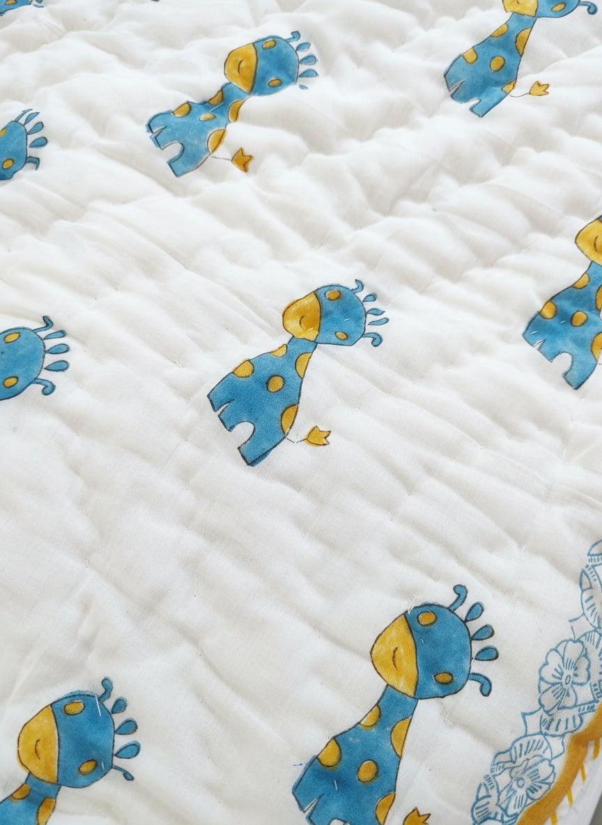 'Gigi Giraffe'- Reversible Baby Quilt|Blanket
